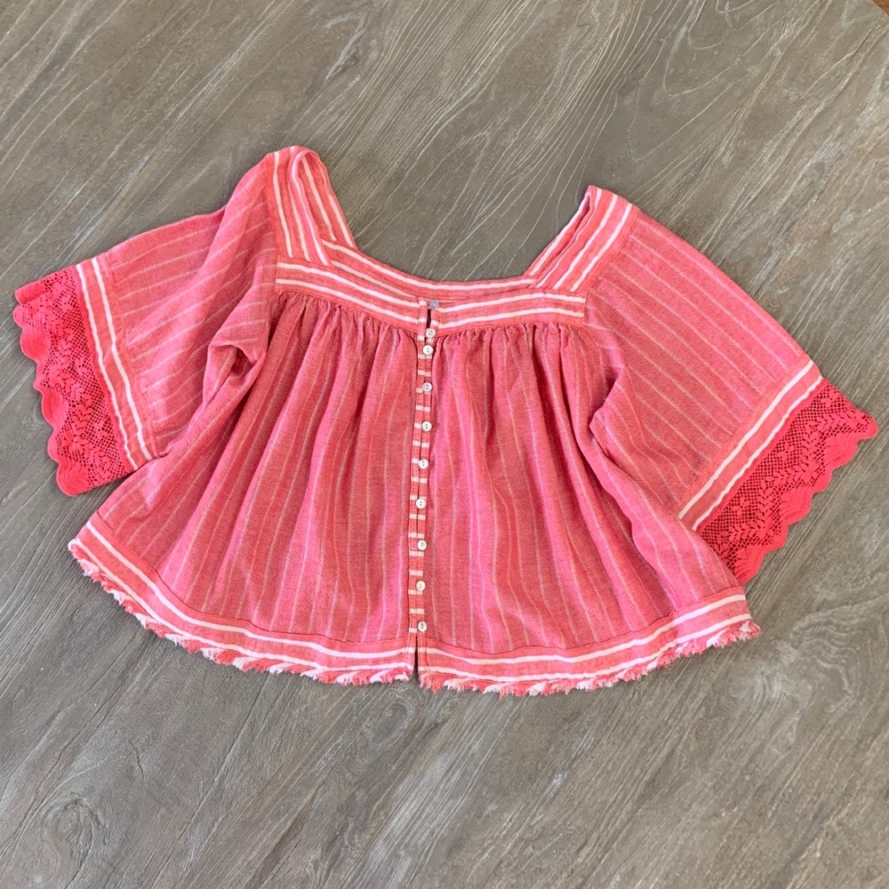 Free People Eldee Cropped Button Down Top